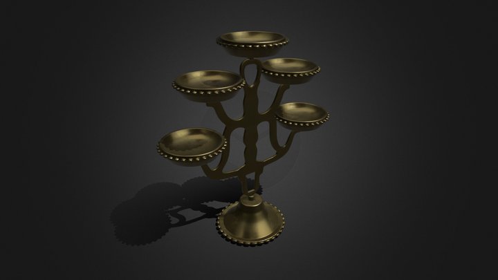 Brass Vintage Vilakku Lamp1 3D Model