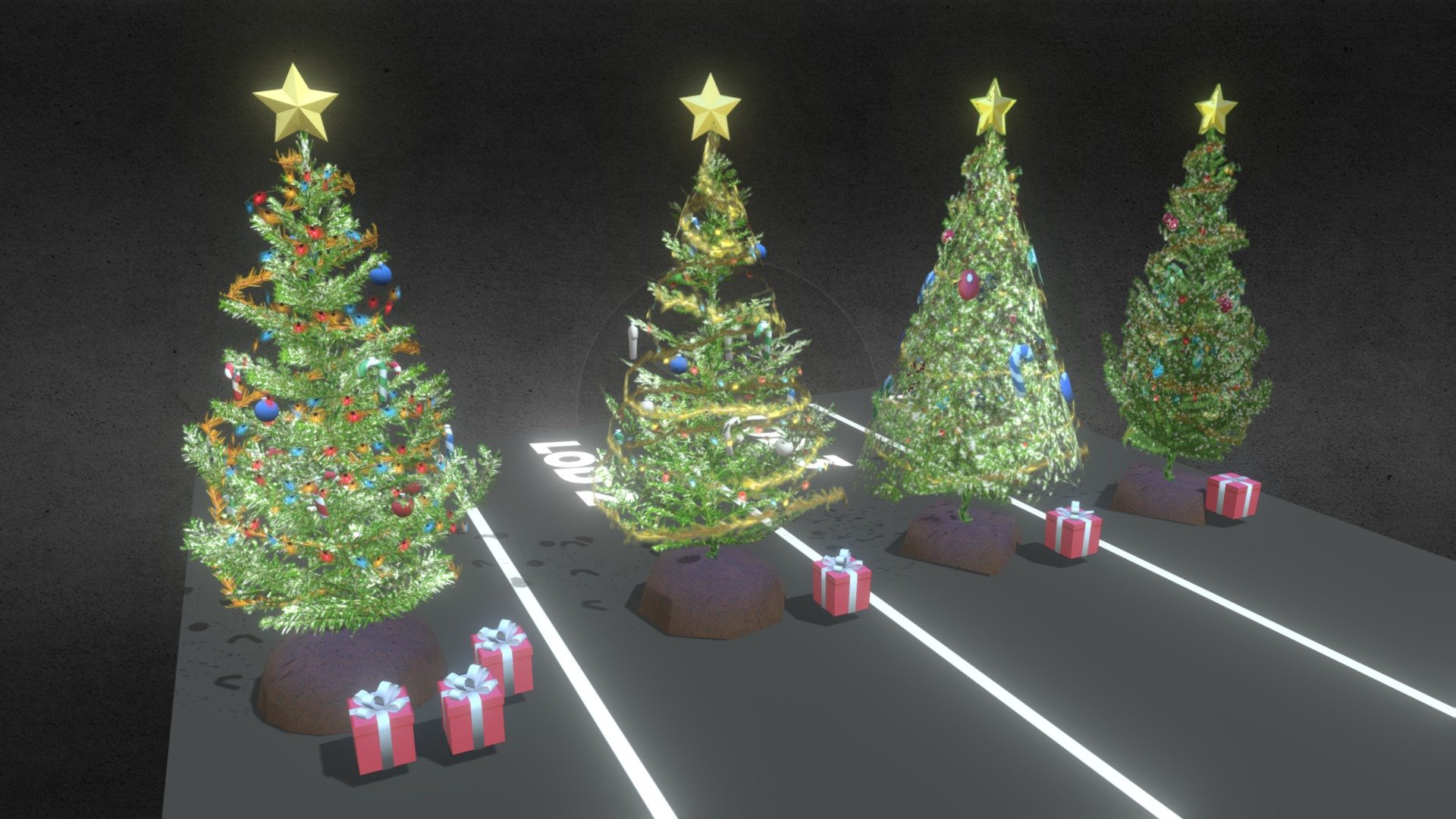 Christmas tree snow low poly 3D model by David Montaña