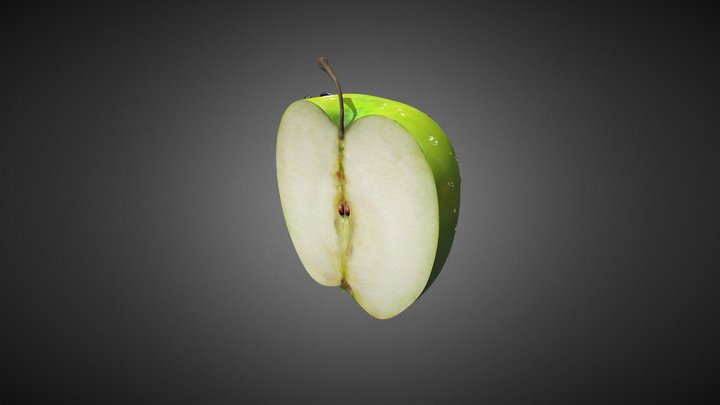 Green Apple (Half) 3D Model