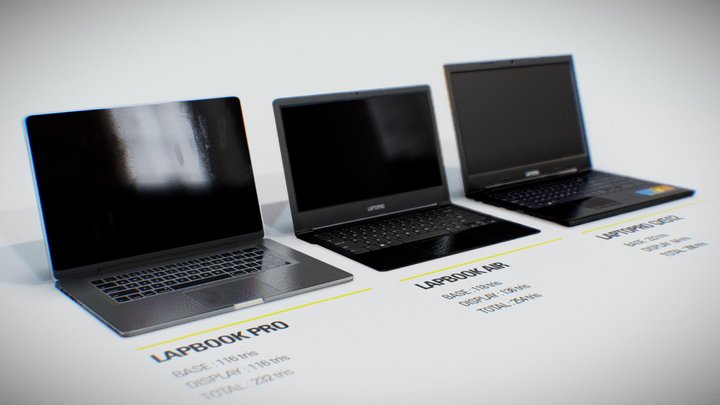 Low poly laptops (generic) | store pack 3D Model