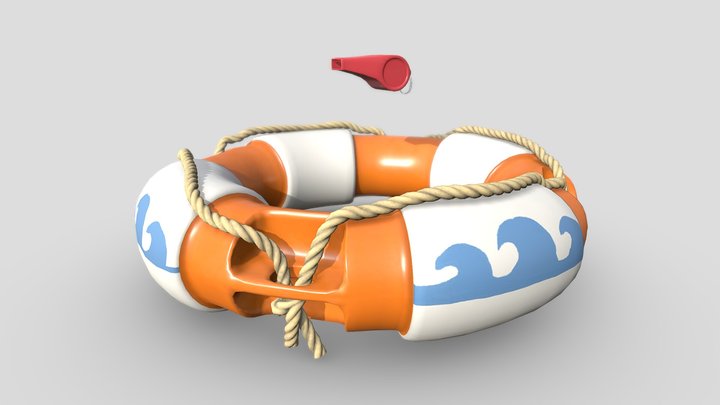 Life ring + bonus Whistle 3D Model
