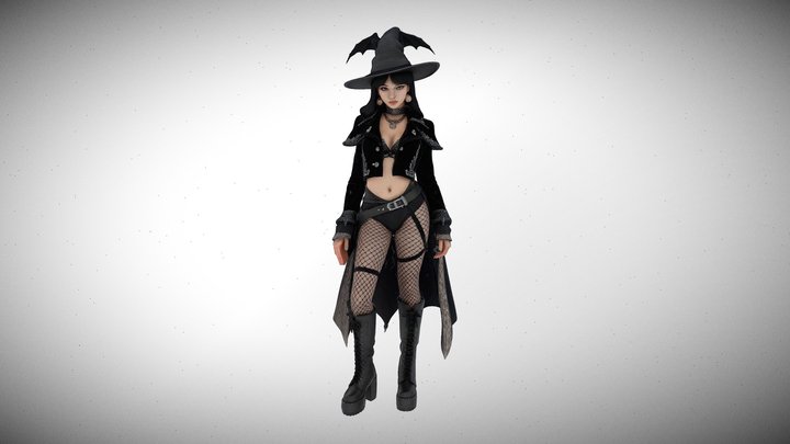 Modern Gothic Witch 3D Model