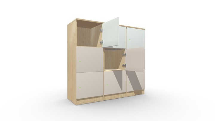 Locker 3-tier, 3 columns _ 3D Model