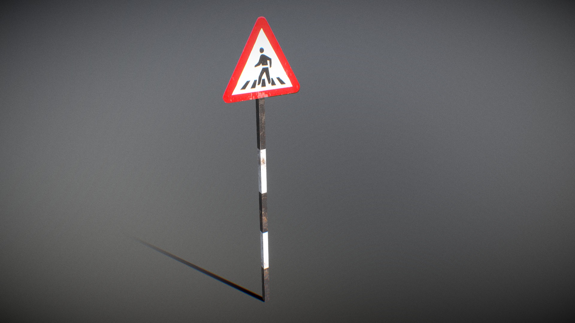 3D model Roadsign-Pedestrian crossing - This is a 3D model of the Roadsign-Pedestrian crossing. The 3D model is about a red and white sign.