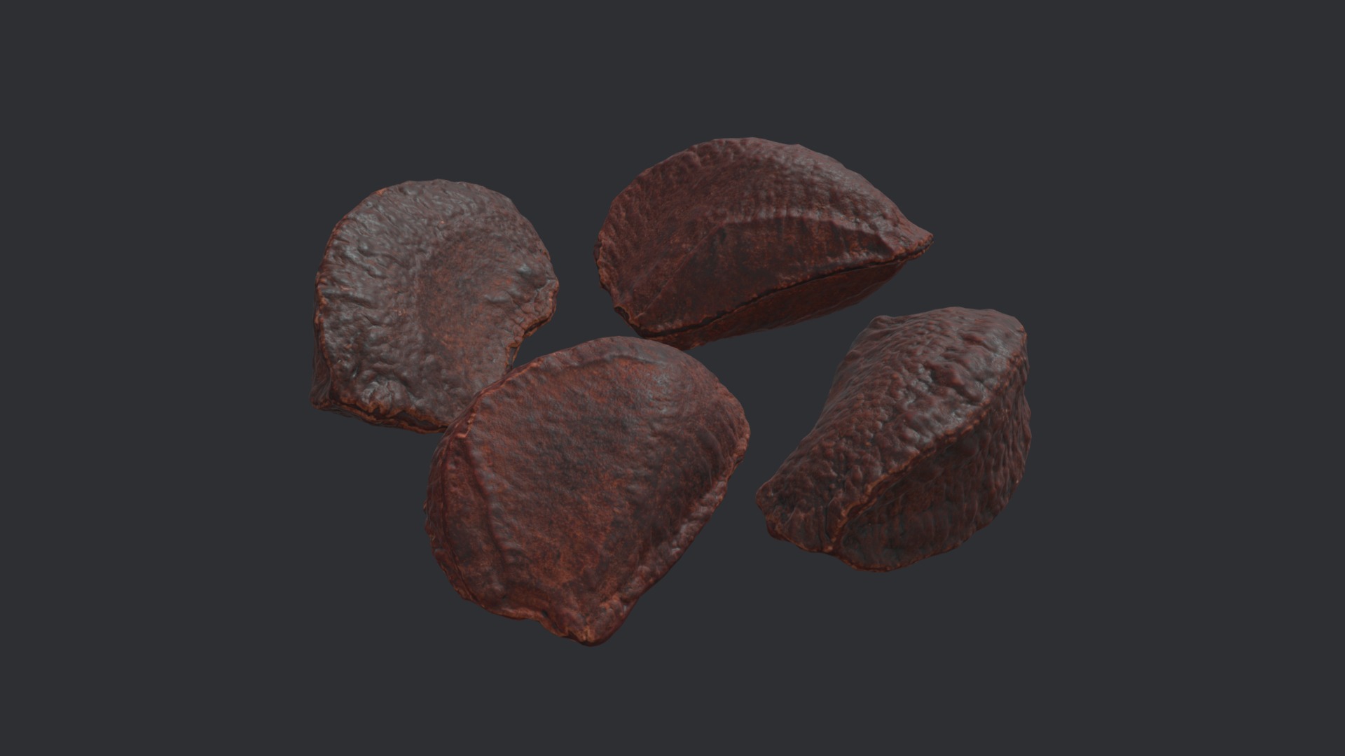 3D model Unshelled Brazil Nuts - This is a 3D model of the Unshelled Brazil Nuts. The 3D model is about a group of brown rocks.