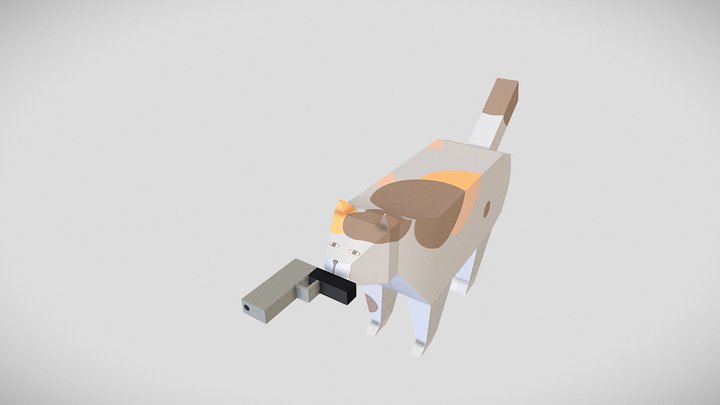 Cat with a gun 3D Model