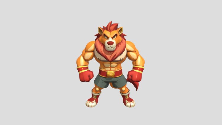 Muscular_lion-like_cartoon_character 3D Model