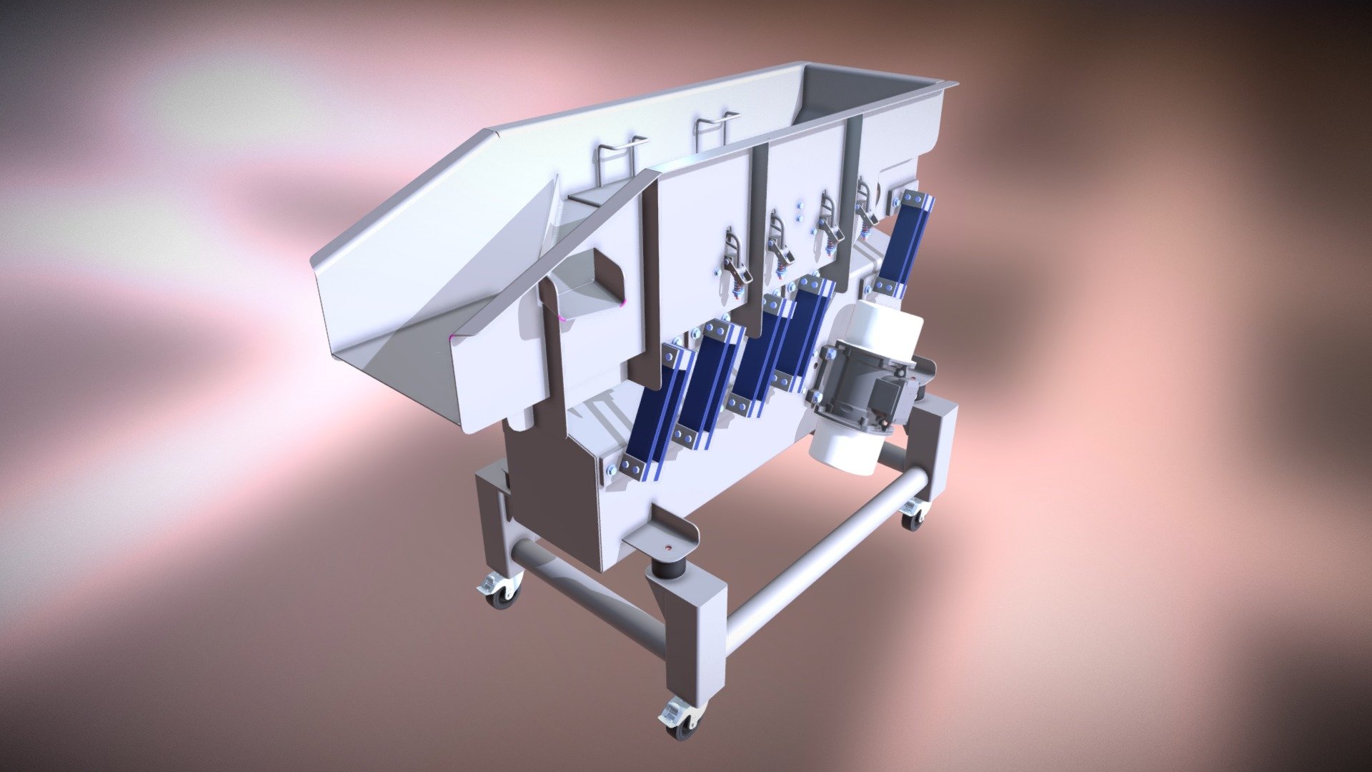 Natural frequency trough conveyor / screen — Sketchfab embed 3D viewer