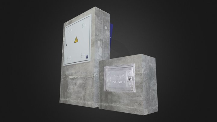 Monolito Electricidad y agua de obra 3D Model