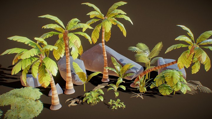 Stylized Tropical/Jungle Vegetation Pack 3D Model