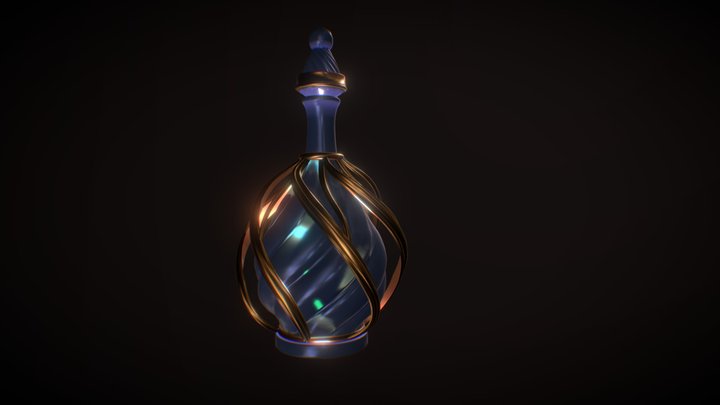 Glass bottle with a twist 3D Model