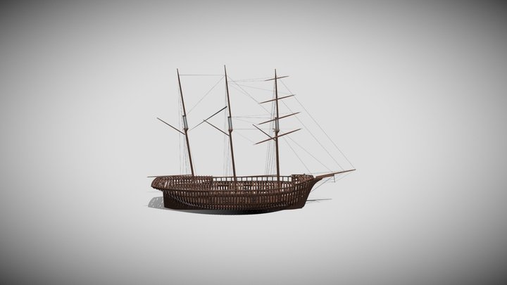 Ceiba - Structure of a Wooden Cargo Schooner 3D Model