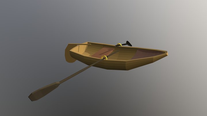 Simple Low-poly Row Boat 3D Model