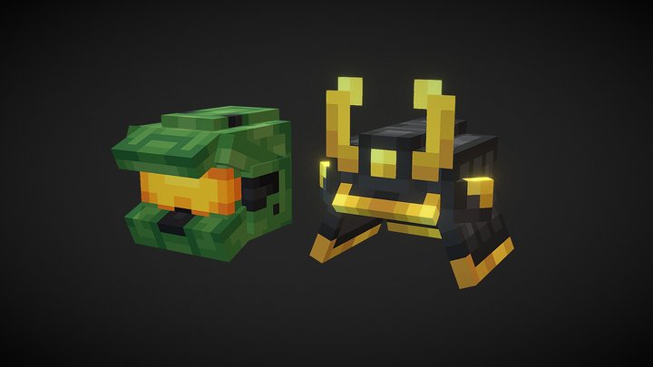 Samurai & Master Chief Helmet 3D Model