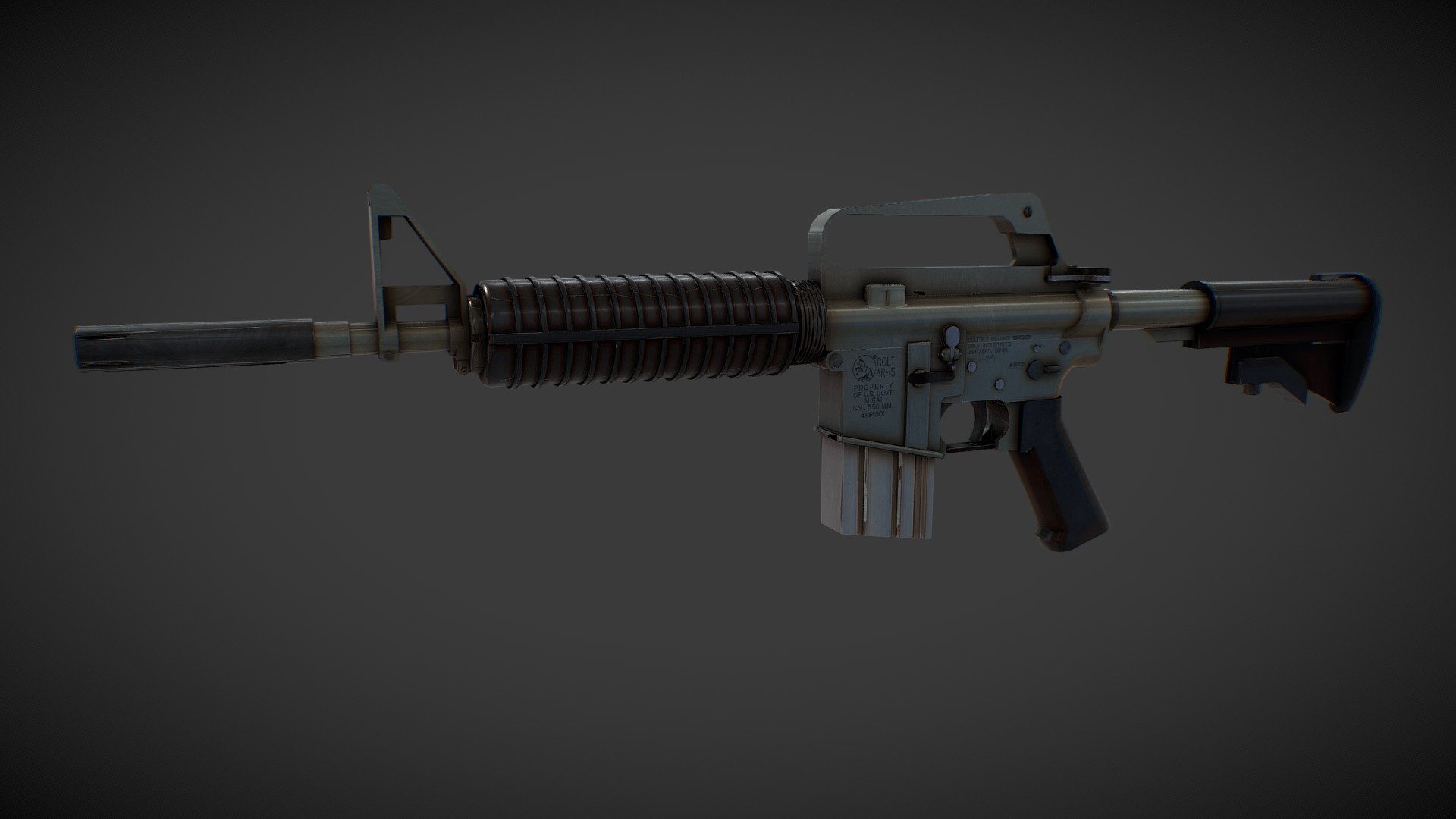 Colt xm177e1 Game Asset, Auto UV unrwap test