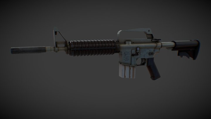 Colt xm177e1 Game Asset, Auto UV unrwap test 3D Model