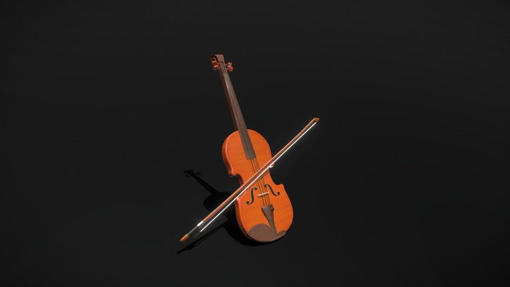Violin Mid Poly 3D Model