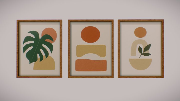 Abstract Wall Art Set – Game-ready 3D Models 3D Model