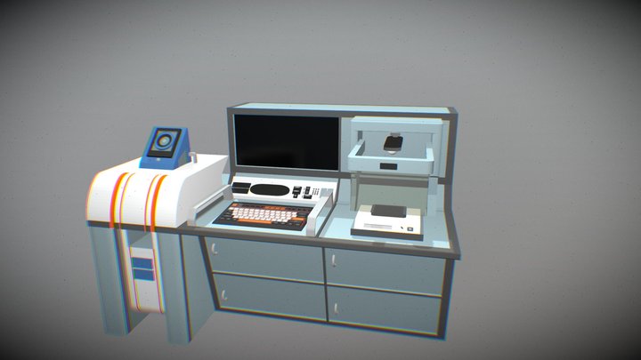 Retrofuturistic Computer Panel 3D Model