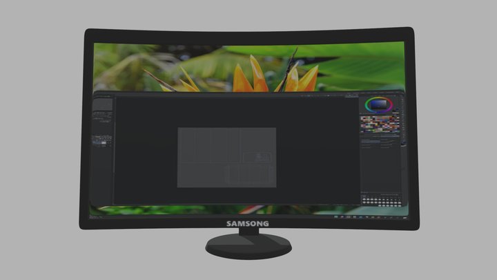 Curved Computer Monitor 3D Model