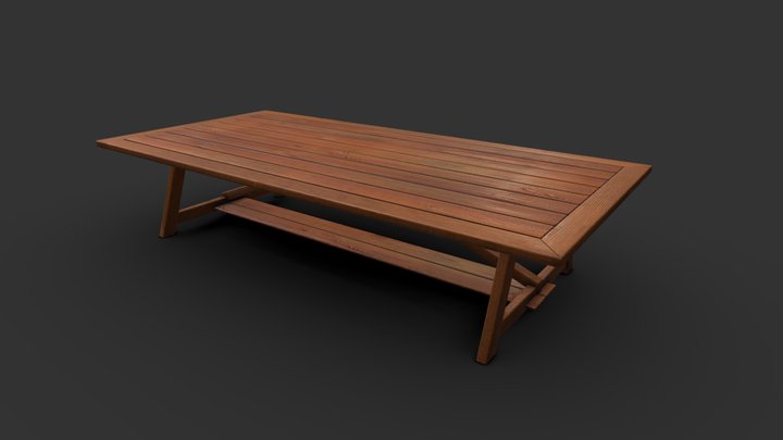 Farmhouse Wooden Table 3D Model