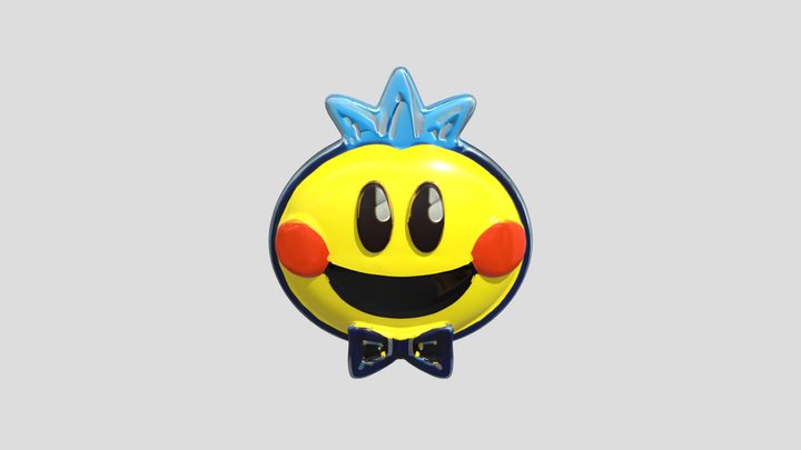Happy round cartoon face with red cheeks 3D Model