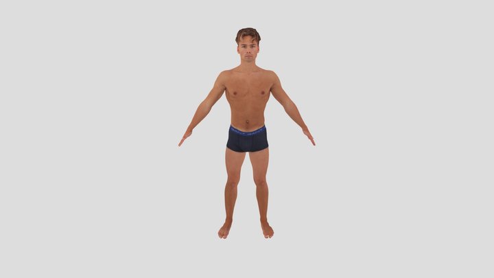 Nathaniel - Male A-Pose Scan Underwear 3D Model