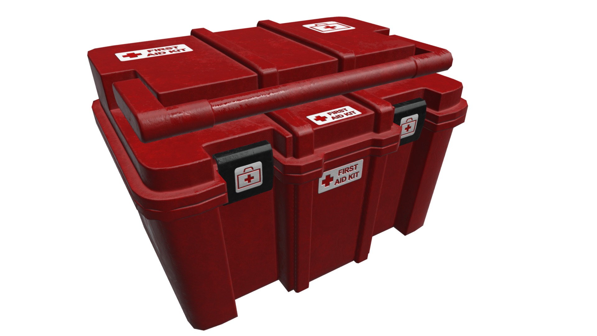 3D model Plastic Medical Crate - This is a 3D model of the Plastic Medical Crate. The 3D model is about a red and black box.