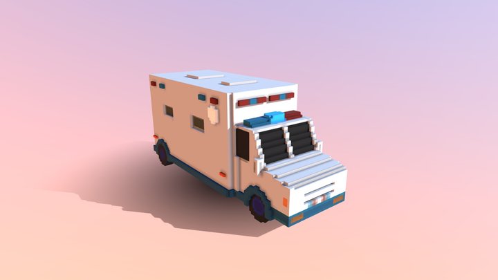 Voxel Ambulance 3D Model
