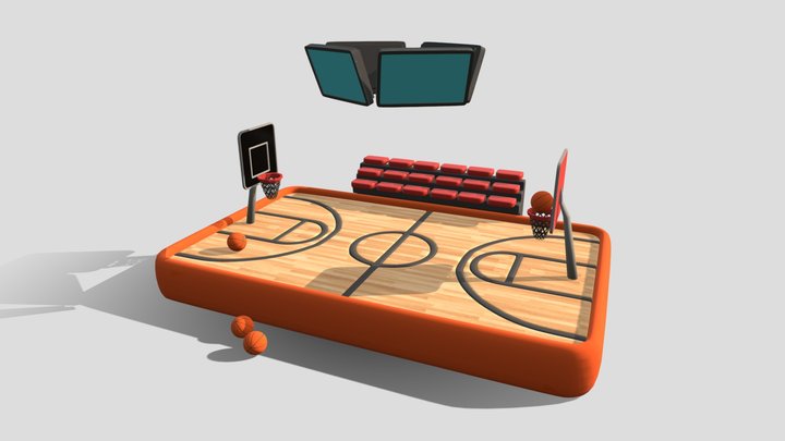 Stylised basketball court 3D Model