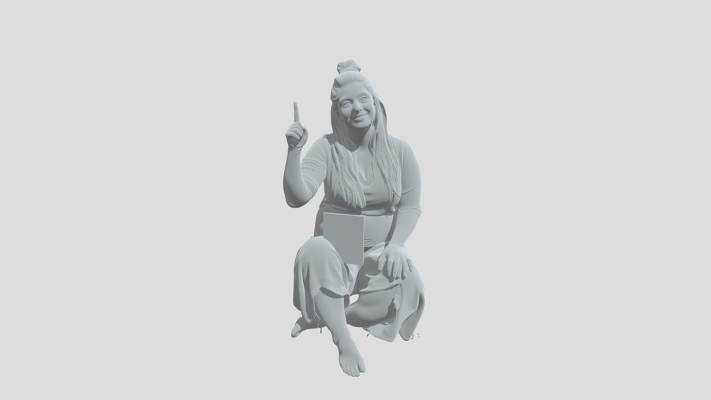 Frau die mit hand in den Himmel deutet