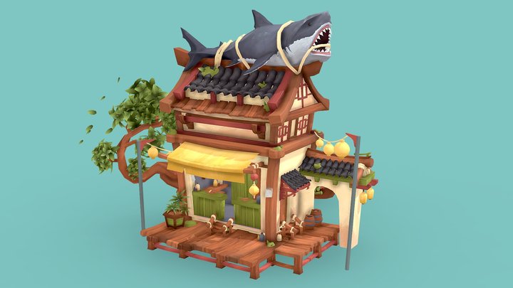 Chinese fish shop 3D Model