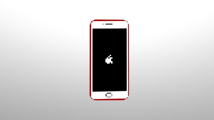 Pixel Art iPhone 7 Plus - Product Red Edition 3D Model