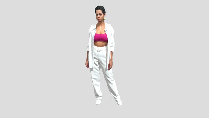 Pink Crop Top Under White Ensemble – Modelo 3D gratuito STL