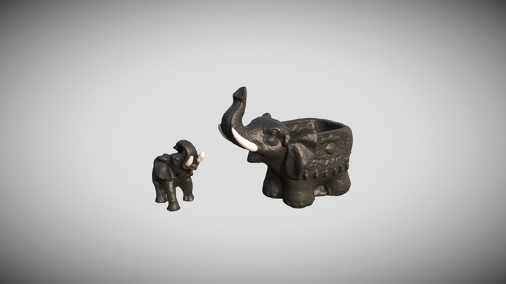 Elephant Desk Statues 3D Model