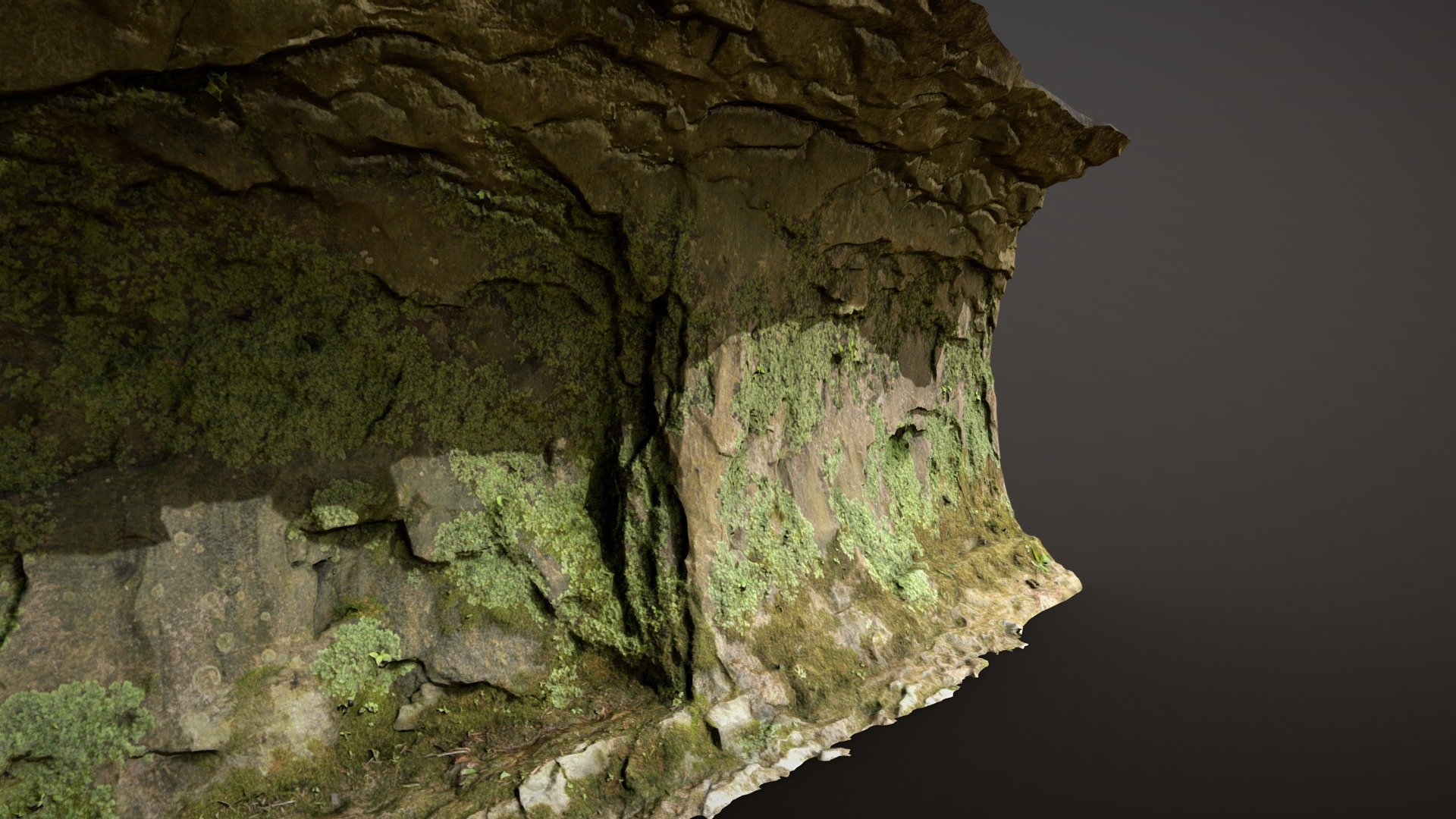 Rock wall scan in a waterfall environment