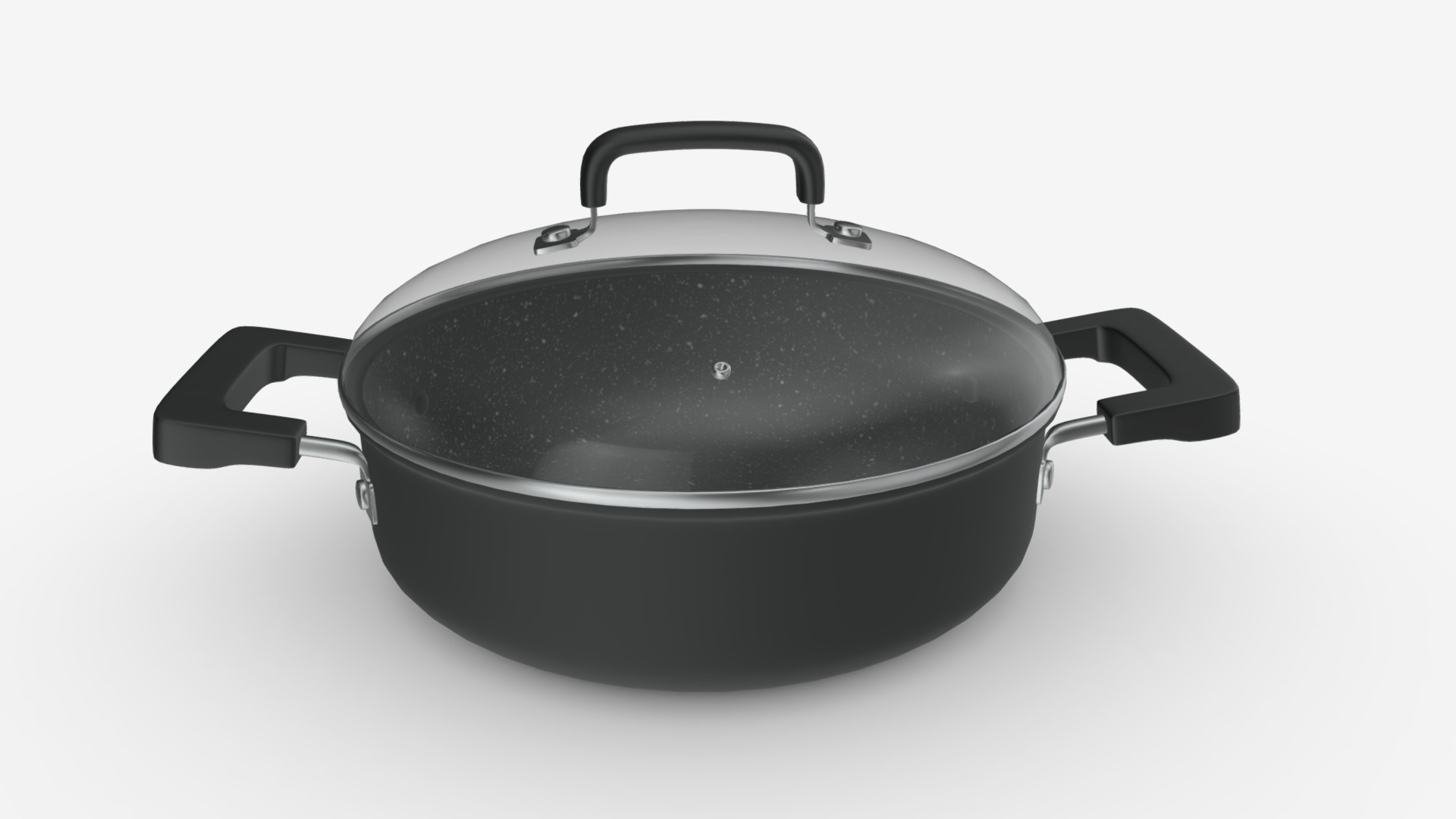 3D model kitchen pot - This is a 3D model of the kitchen pot. The 3D model is about a black and silver cooking pot.