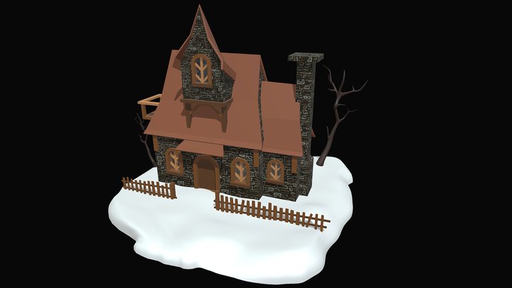 stone house cartoon 3D Model