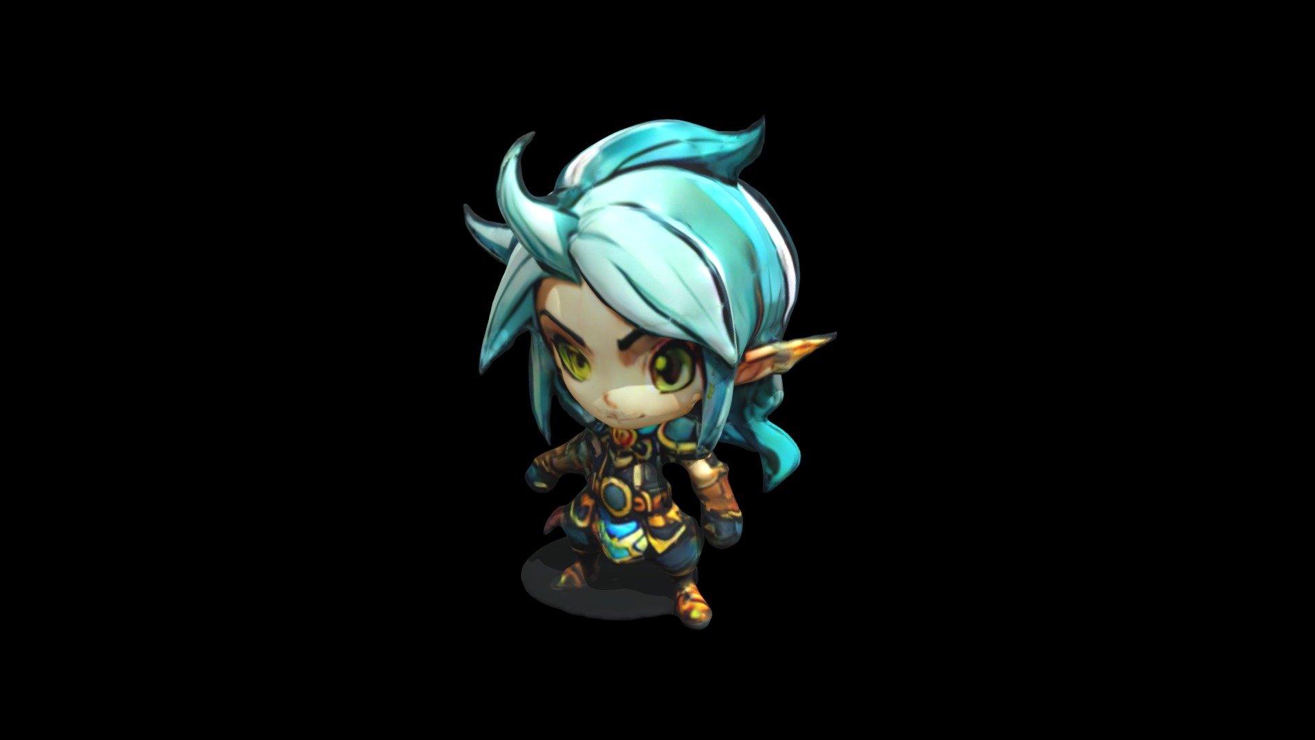 a cartoon character with blue hair and green - Download Free 3D model ...