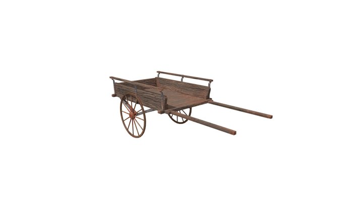 Old Dusty Horse Drawn Cart 3D Model