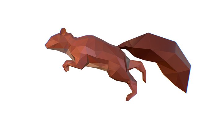 Animated Squirrel Lowpoly Art Style 3D Model