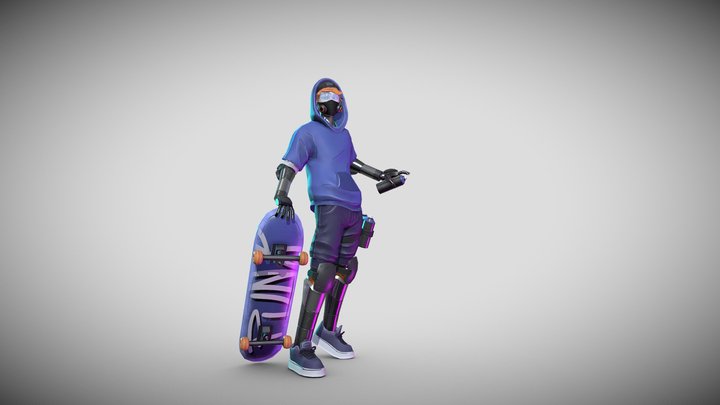 Cyberpunk Skater Male 3D Model