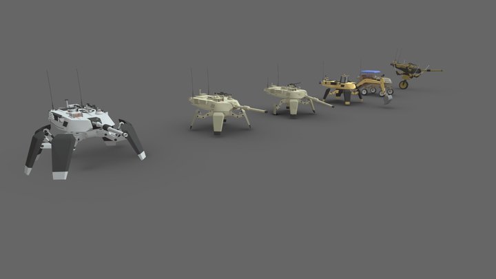 5 Spider Tanks 3D Model