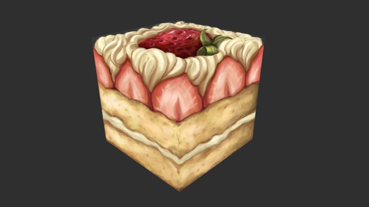 Hand Painted Cube Practice - Cake 3D Model