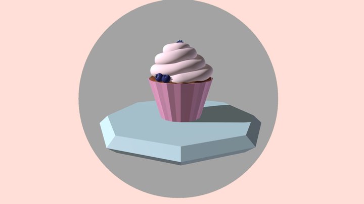 Blueberry Cupcake 3D Model