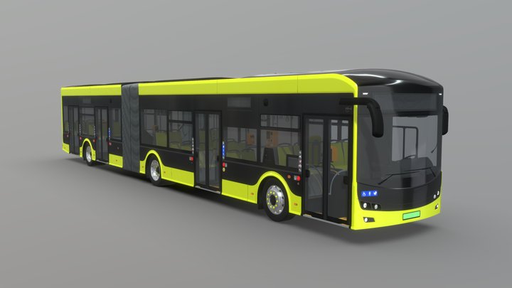Articulated Electric City Bus [w/ Pantograph] 3D Model
