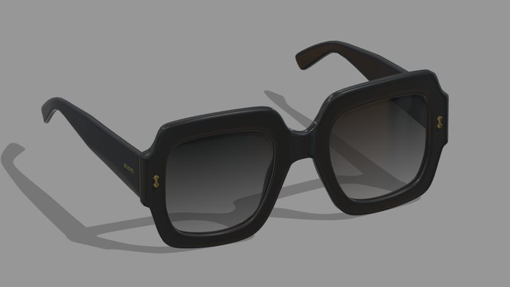 Square-frame Sunglasses Gucci PBR 3D Model