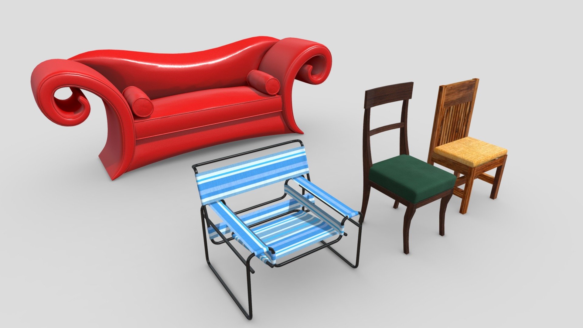 Chair Sofa Couch Furniture Assets Buy Royalty Free 3D model by