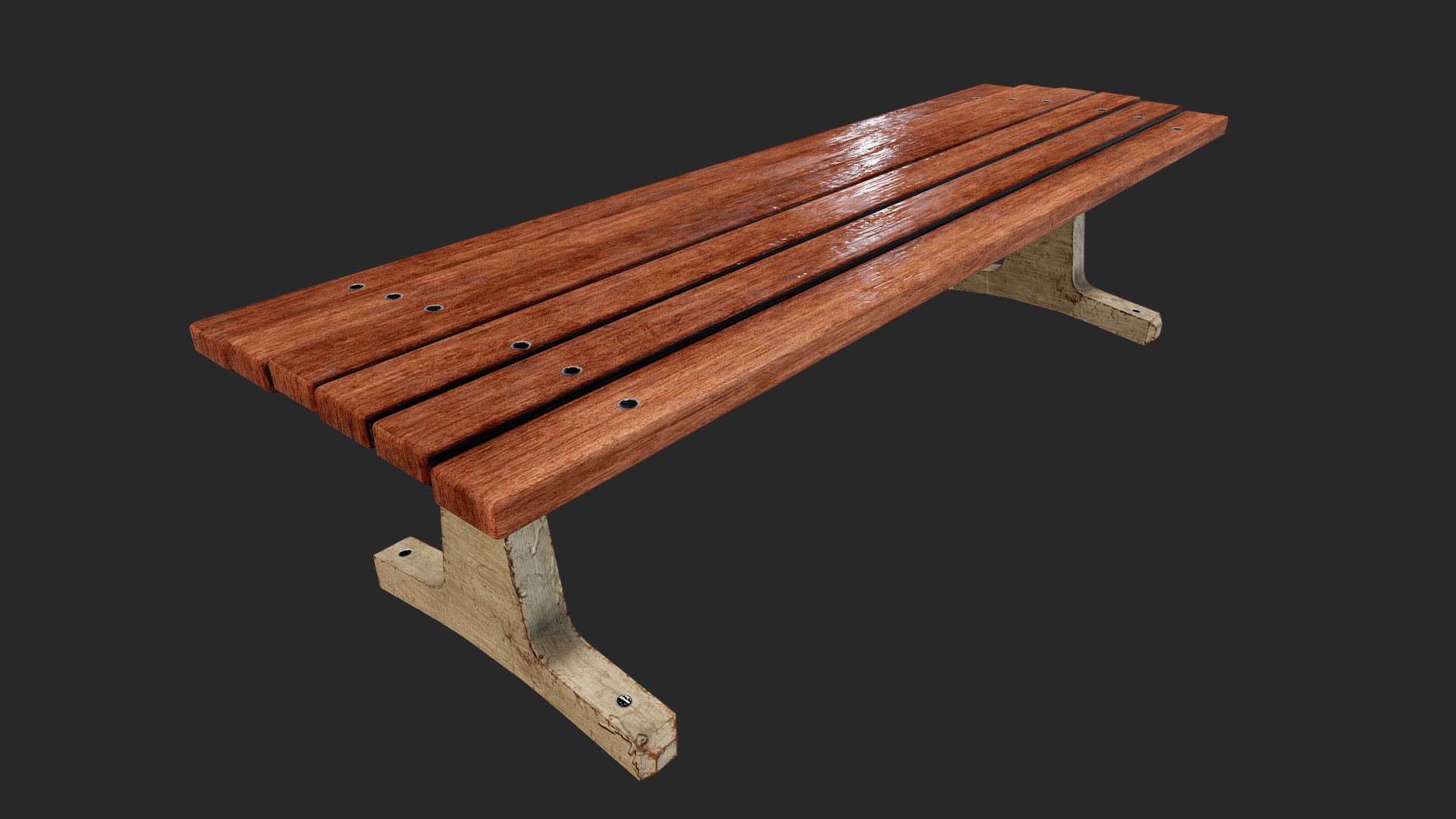 3D model Park Bench - This is a 3D model of the Park Bench. The 3D model is about a wooden bench with a black background.