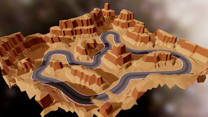 Racing Circuit - Canyon Landscape Low Poly 3D Model